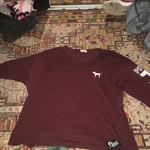 Burgundy quarter sleeve PINK shirt